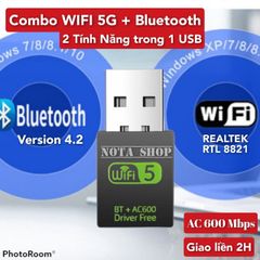 Thiết bị kết nối WiFi 5Ghz 600Mbps  Anten Ngầm  + BLUETOOTH (KHÔNG cần Driver)