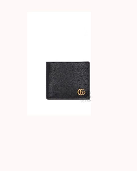 Ví ngắn Gucci Đen Logo GG Vàng