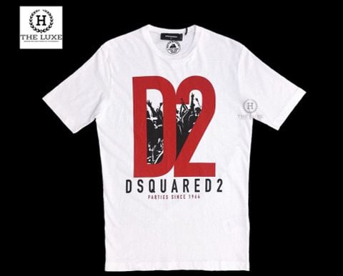  Tshirt DSQ2  trắng chữ D2 đỏ 