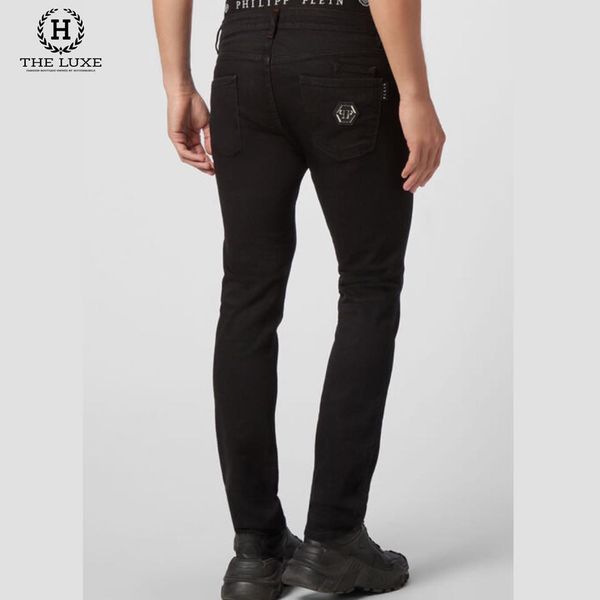 Quần Jeans Philipp Plein Đen Tag Da Túi Sau