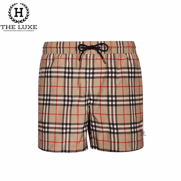 Quần Short Gió Burberry Camel Dọc Viền