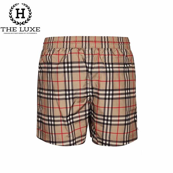 Quần Short Gió Burberry Camel Dọc Viền