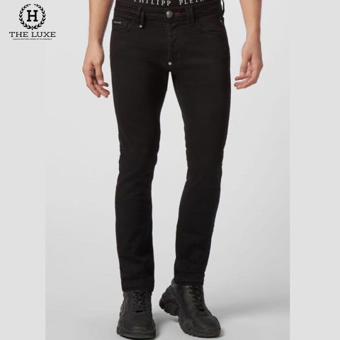  Quần Jeans Philipp Plein Đen Tag Da Túi Sau 