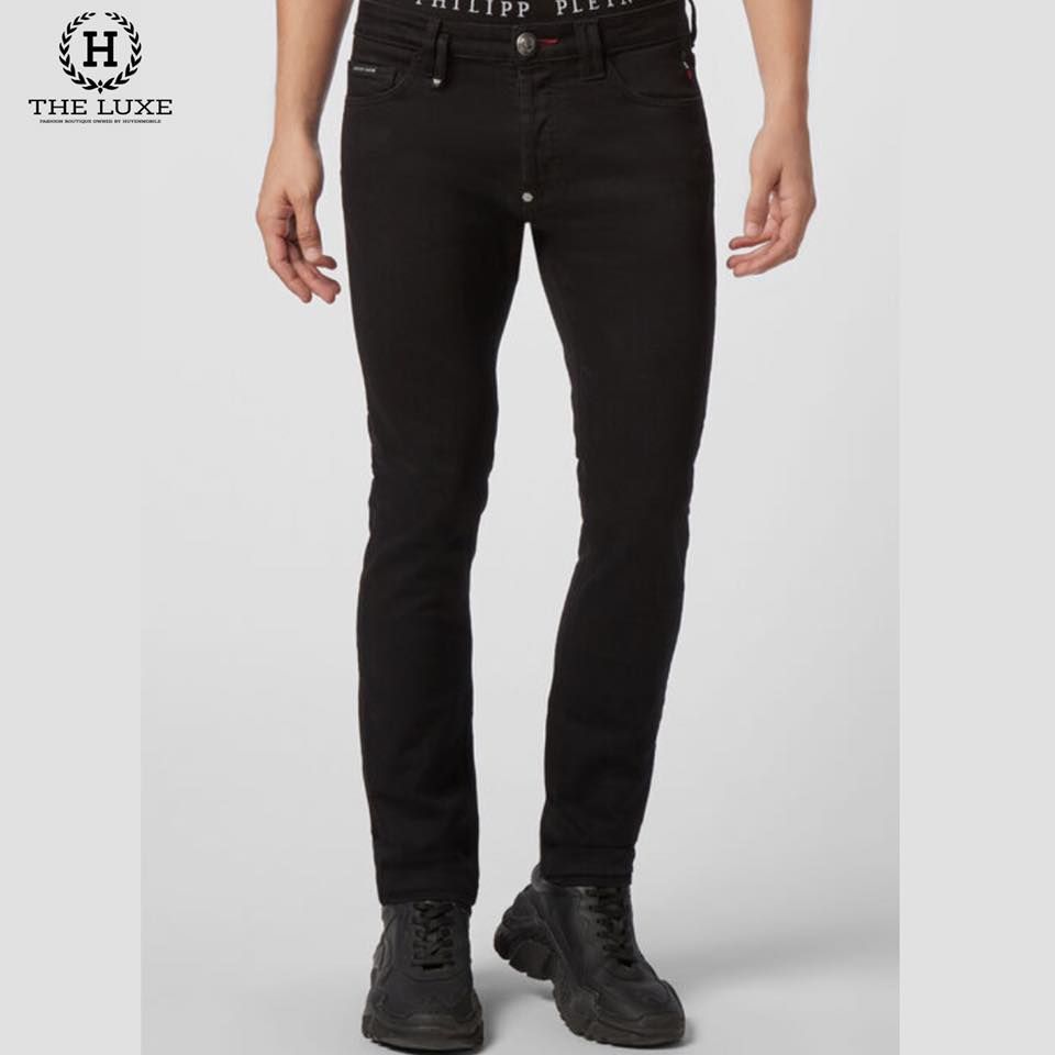 Quần Jeans Philipp Plein Đen Tag Da Túi Sau