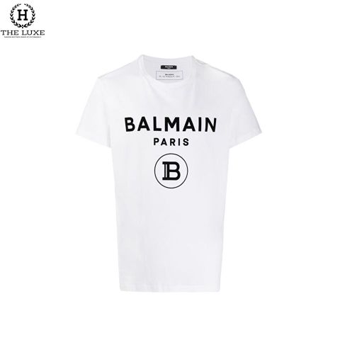  T-shirt Balmain Trắng Họa Tiết Chữ Đen 