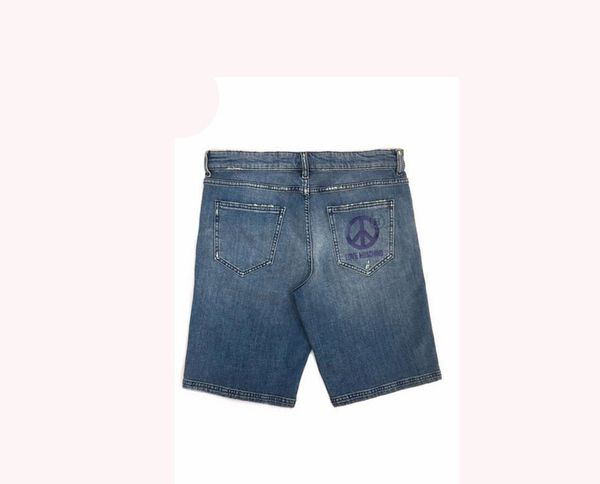 Quần short jeans Moschino xanh logo túi sau