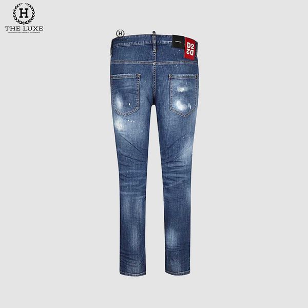 Jeans Dsquared2 Xanh Rách Tag D2 Đỏ