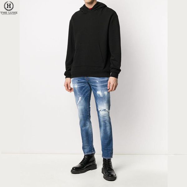 Jeans Dsquared2 Xanh Rách Tag D2 Đỏ