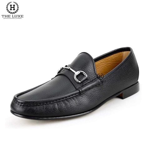  Loafer Gucci Đen Tag Xích Bạc 