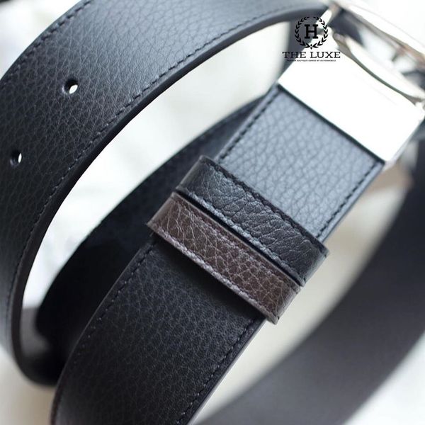 Belt Gucci Khóa Tròn Xoay 2 Mặt Đen/Chocolate