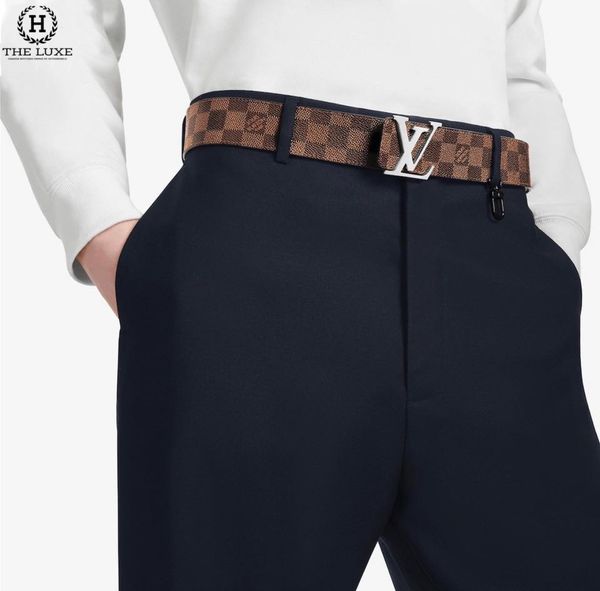 Belt LV Damier Nâu Vàng Khóa Lồng Bạc