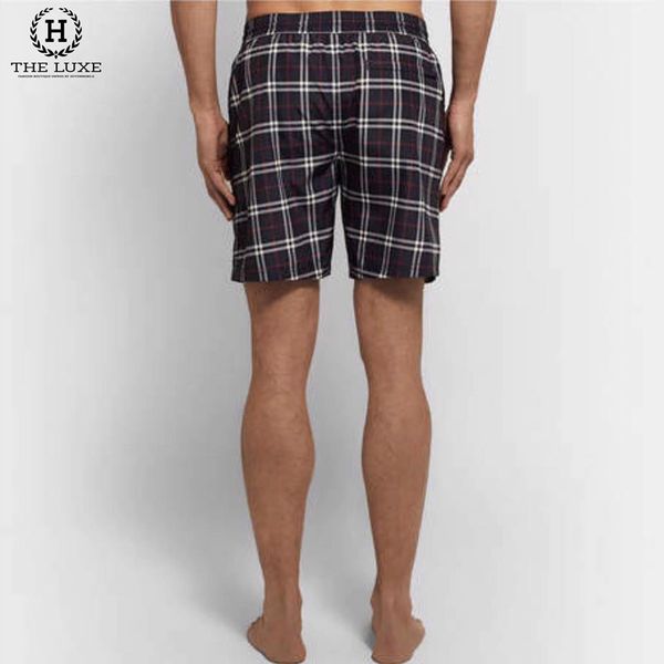 Quần Short Gió Burberry Xanh Navy Kẻ Đỏ