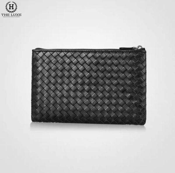 Clutch Bottega Veneta Đen Vân Đan