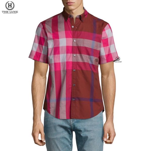 Sơ Mi Cộc Tay Burberry Check Lệch