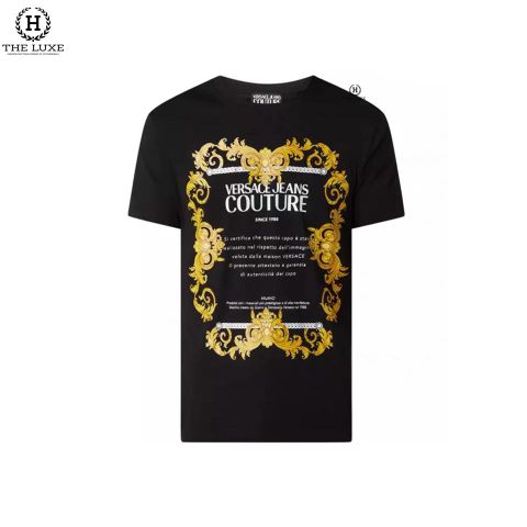  T-shirt Versace Đen Nhiều Họa Tiết 