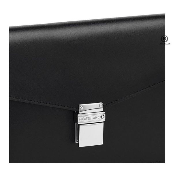 Clutch Montblanc Đen Trơn Khóa Cài Trắng