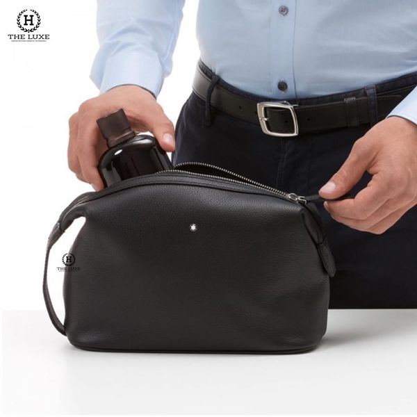 Wash Bag Montblanc Đen Sần