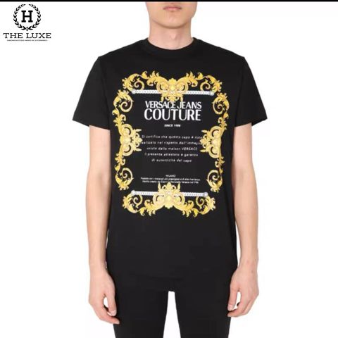  T-shirt Versace Đen Nhiều Họa Tiết 