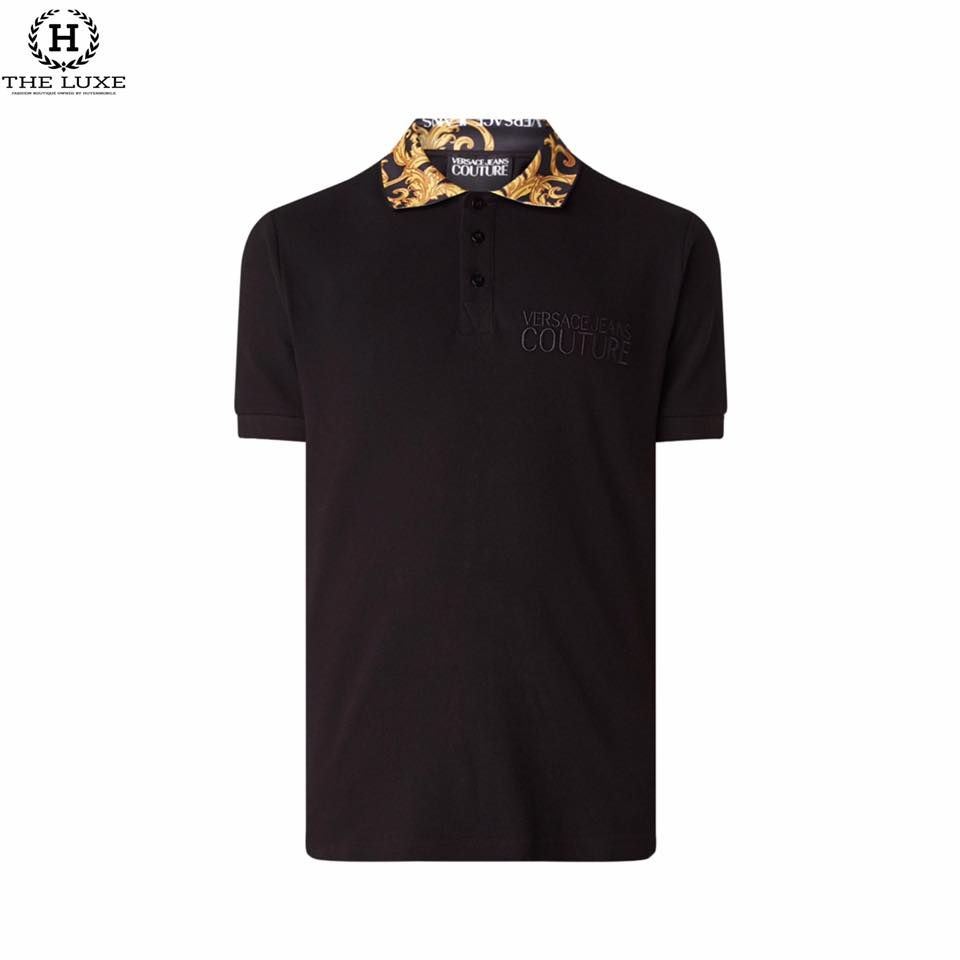 Polo Versace Đen Họa Tiết Cổ