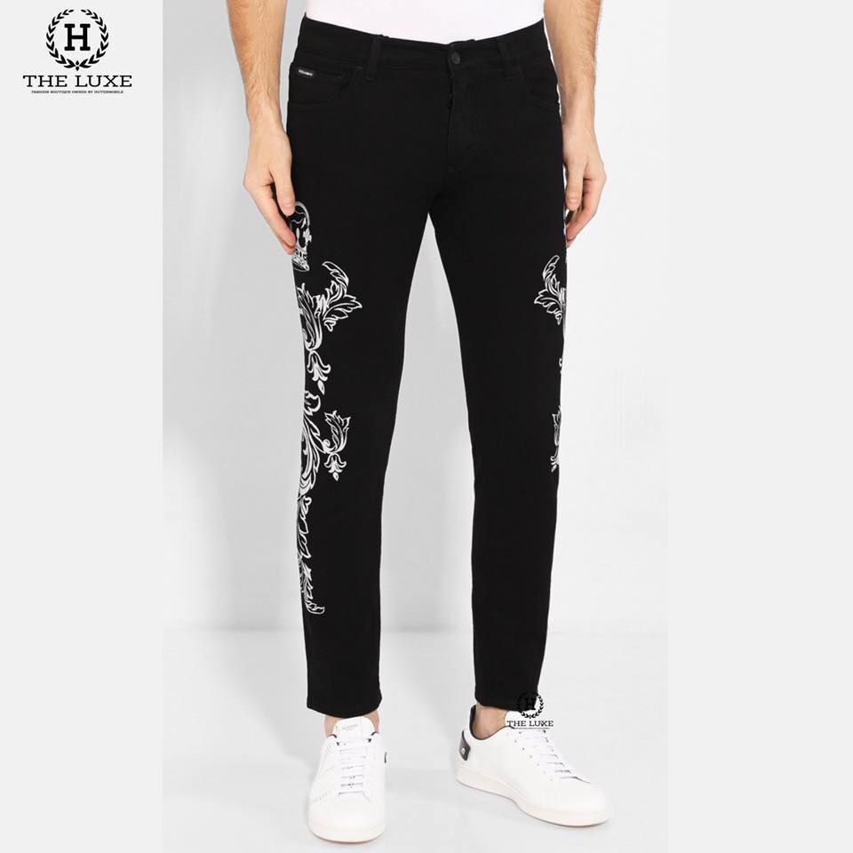 Quần Jeans Dolce & Gabbana Đen Họa Tiết Trắng