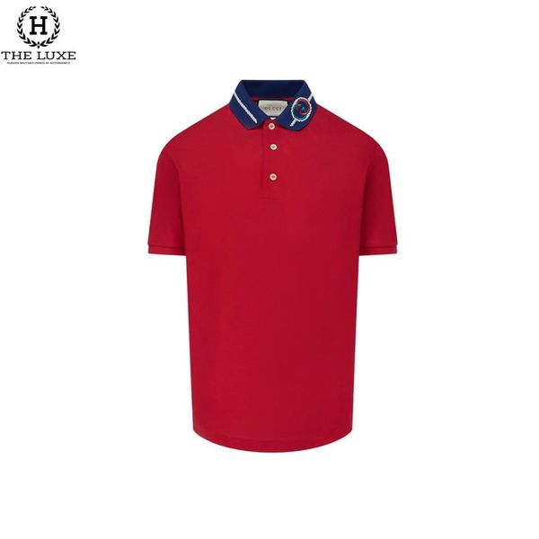 Polo Gucci Đỏ Cổ Navy Logo