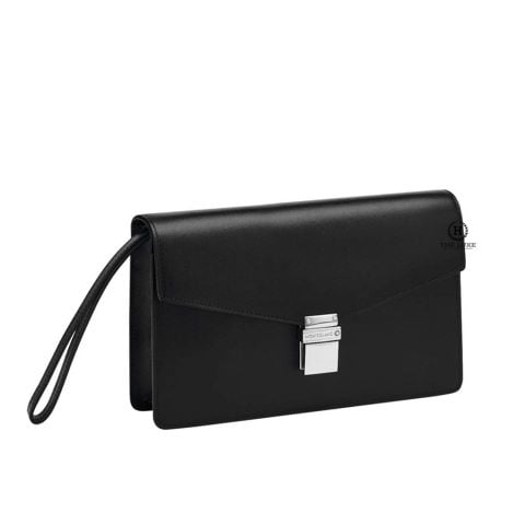  Clutch Montblanc Đen Trơn Khóa Cài Trắng 