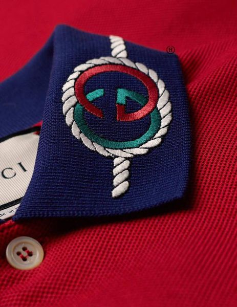 Polo Gucci Đỏ Cổ Navy Logo