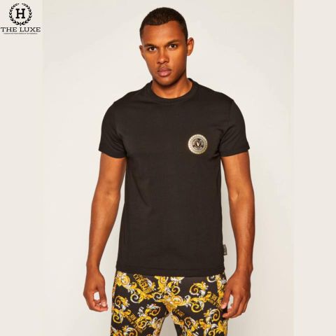  T-shirt Versace Tag Ngực Vàng 