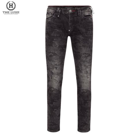  Quần Jeans Philipp Plein Đen Ghi Loang Tag Da 