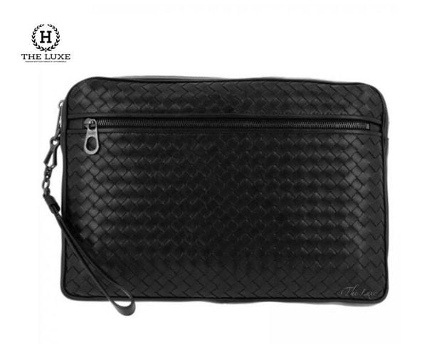 Clutch Bottega Veneta Kasai đen có quai