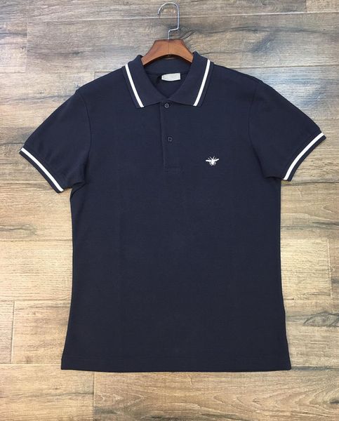 Polo Dior cộc tay navy thêu ong