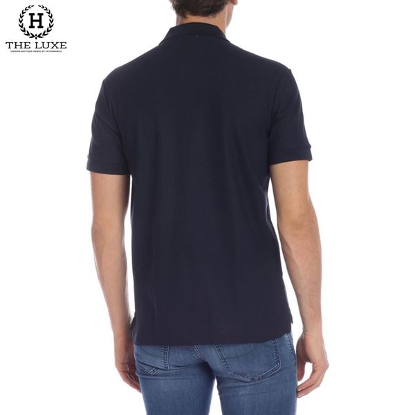 Polo Burberry Navy Thêu TB Ngực