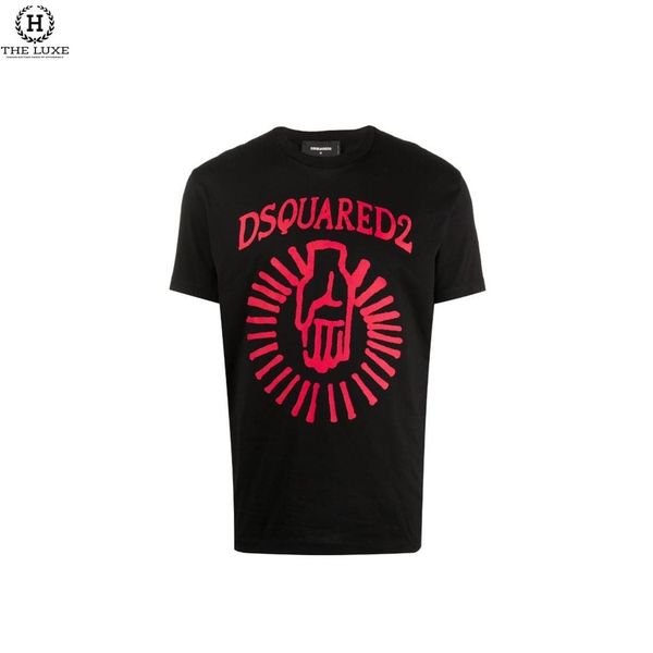 T-shirt Dsquared2 Đen Họa Tiết Đỏ