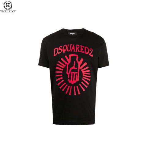  T-shirt Dsquared2 Đen Họa Tiết Đỏ 