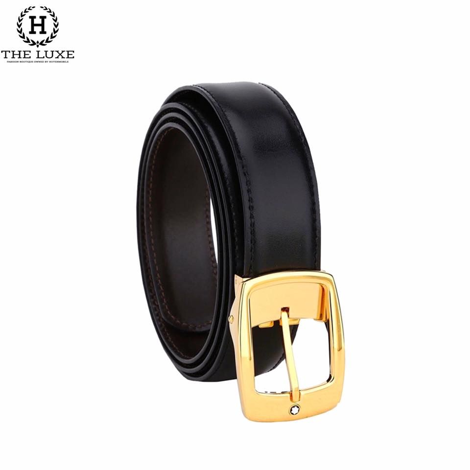 Belt Montblanc Khóa Vuông Vàng