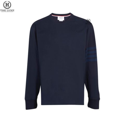  T-shirt Thom Browne Dài Tay Navy Kẻ Tay 