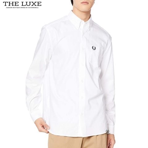  Sơ Mi Fred Perry Trắng Dài Tay Tag Túi Ngực 