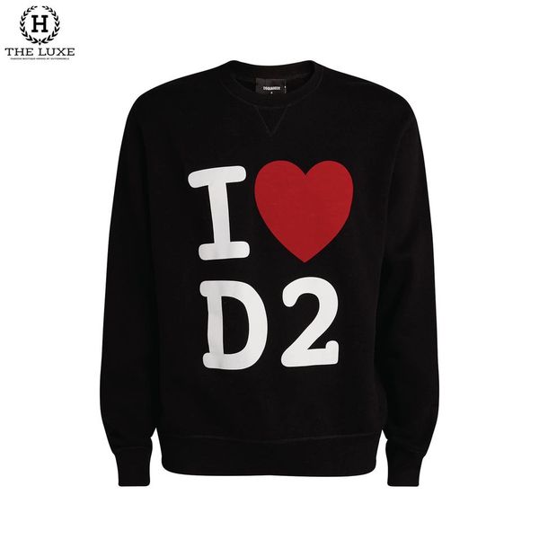 Áo Nỉ Dsquared2 Đen Họa  Tiết I Love D2