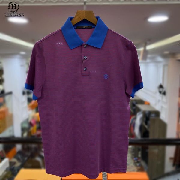 Polo LV Kẻ Ngang Tag Ngực