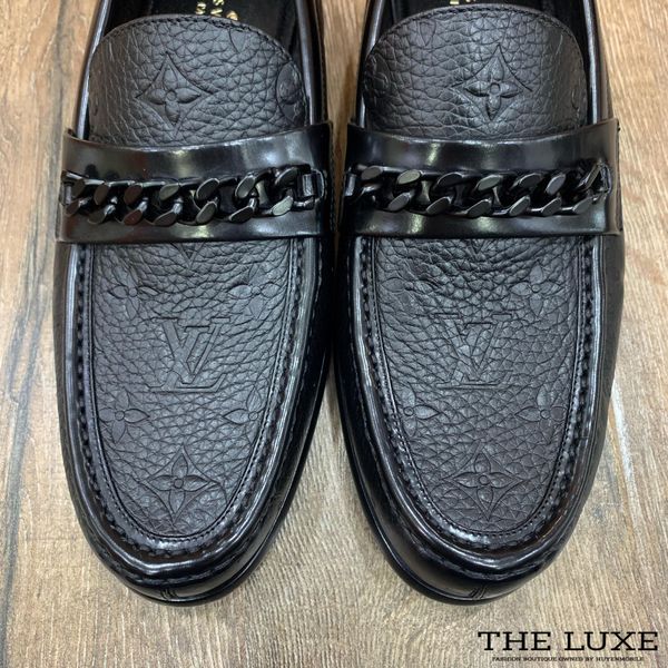 Loafer Louis Vuitton Major Đen Mono Ẩn