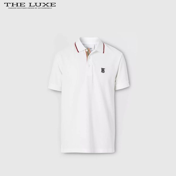 Polo Burberry Trắng Thêu TB Ngực