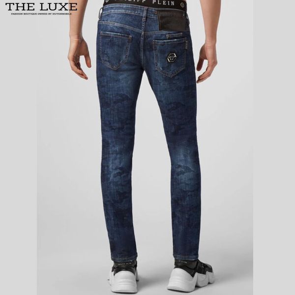 Quần Jeans Philipp Plein Xanh Rằn Ri Logo Túi Sau