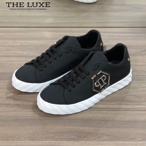  Sneaker Philipp Plein Đen Trơn Logo PP 