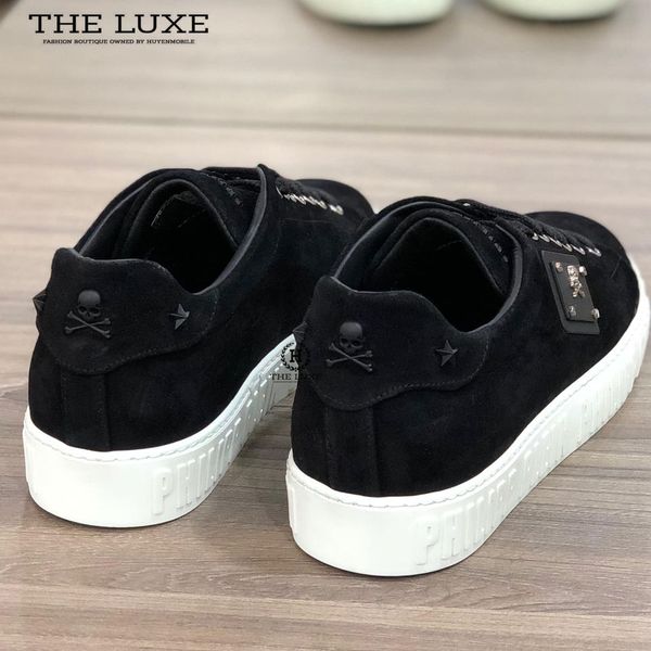 Sneaker Philipp Plein Da Lộn Đen Tag Sport