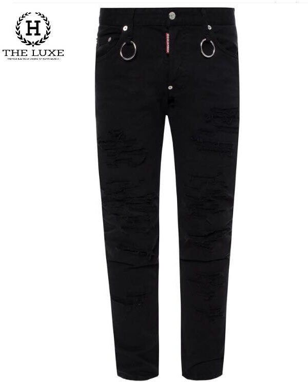 Jeans Dsquared2 màu đen rách tagda túi sau khuyên hông
