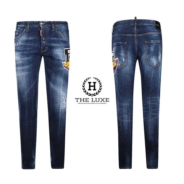 Quần Jeans Dsquared2 Dáng Cool Guy Xanh Thêu Icon Canada