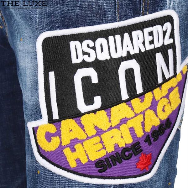 Quần Jeans Dsquared2 Dáng Cool Guy Xanh Thêu Icon Canada