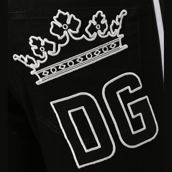 Quần Jeans Dolce & Gabbana Đen Kẻ Sọc Vương Miện DG