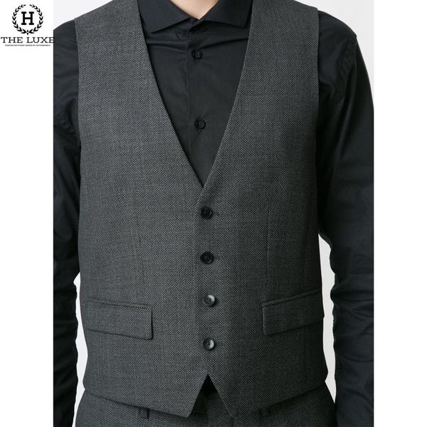 Bộ Vest Hugo Boss 3 Món Đen Ghi