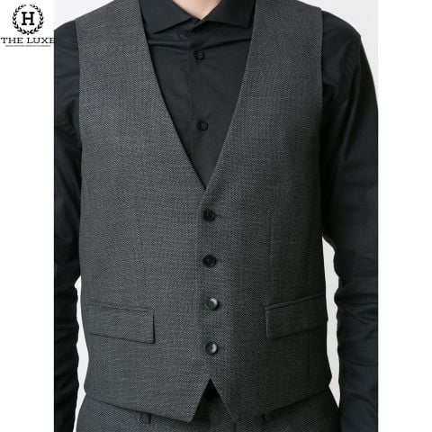  Bộ Vest Hugo Boss 3 Món Đen Ghi 